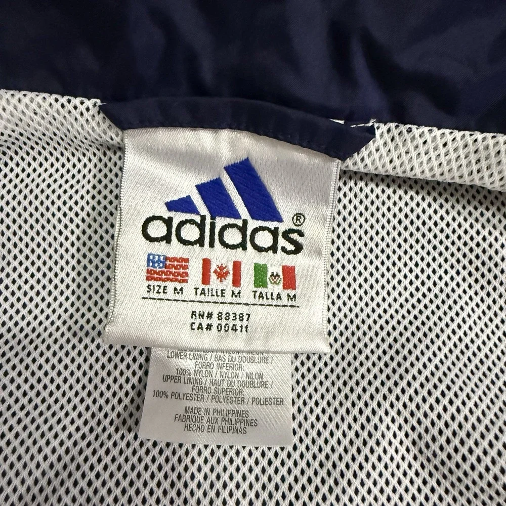 Vintage 90s Adidas Full Zip Windbreaker Navy Blue /‎ Gray Jacket Size Medium